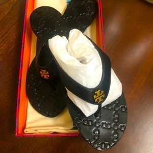 Black Tory Burch Monroe calf leather thong